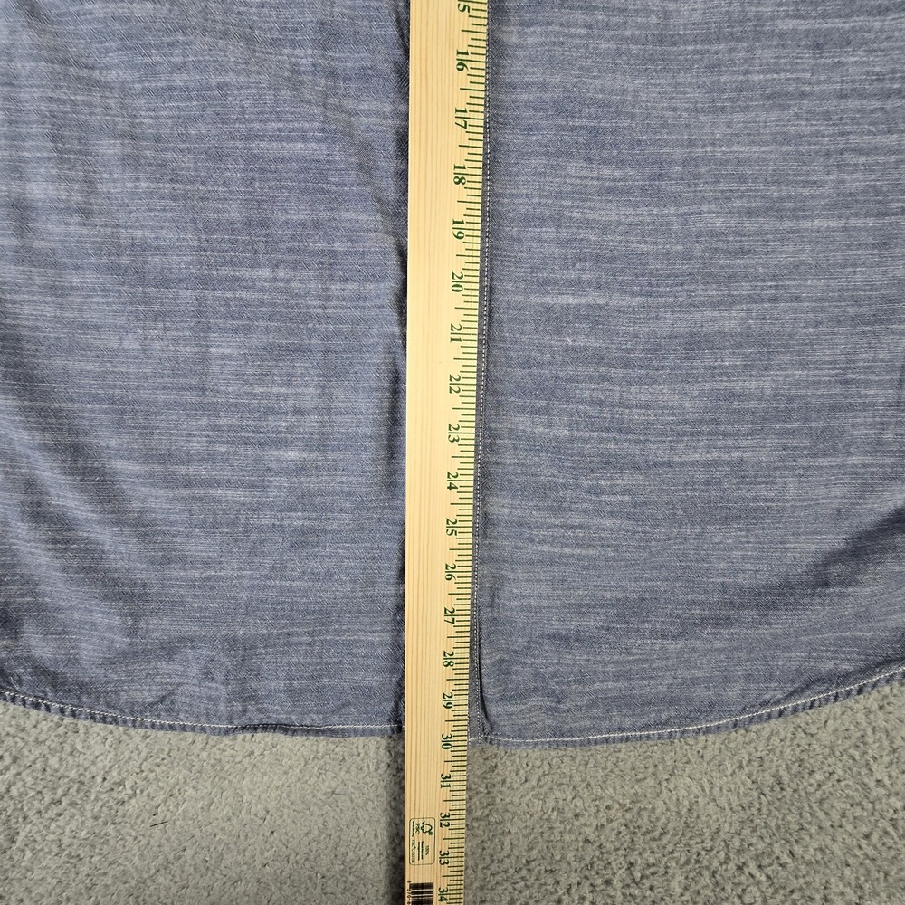 Woolrich  Shirt Mens XL Blue Chambray Casual Short Sleeve‎ Button Up Pockets - Picture 12 of 13